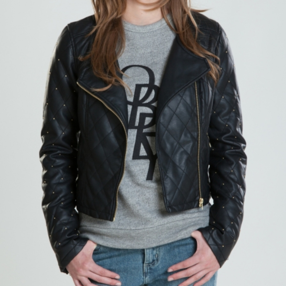 OBEY  Neon Night Women's  Moto Jacket  Black L